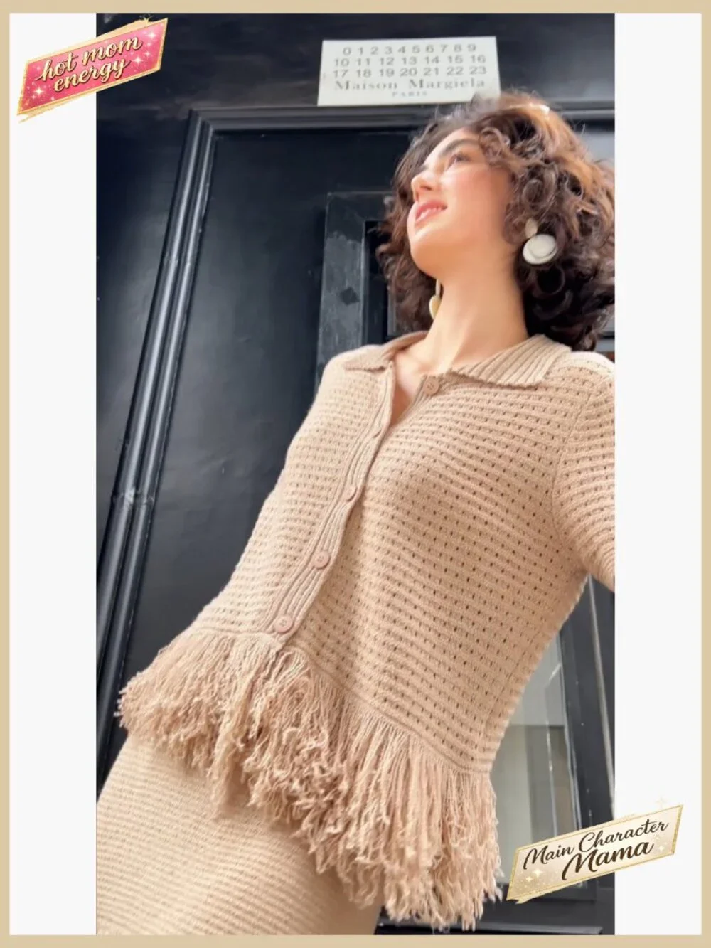 Crochet Button Sweater Fringe Skirt Set Summer Vacation Beach Cover Up - Picture 7 of 7